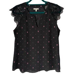 Maurices Women's Black Patterned Blouse Size Large